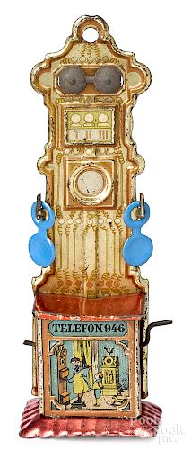 Meier tin lithograph telephone penny toy
