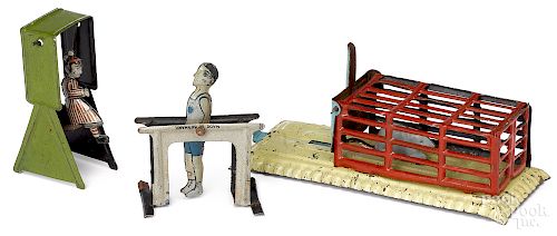 Three tin lithograph penny toys