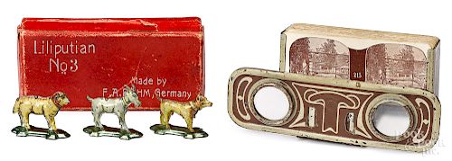 Three F. A. Bohm, German penny toys, etc.