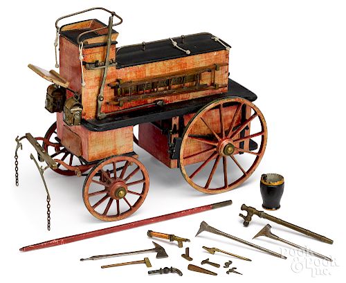 Scale model horse drawn fire brigade wagon