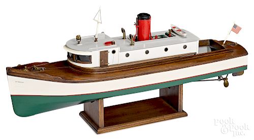 Painted wood yacht ship model