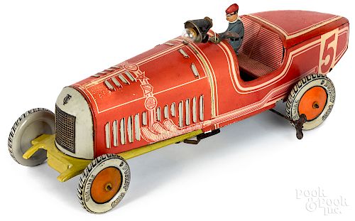 Tippco tin lithograph wind-up boat tail racer