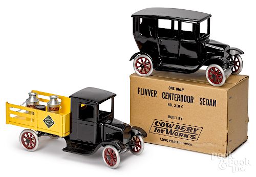 Two Cowdery pressed steel vehicles