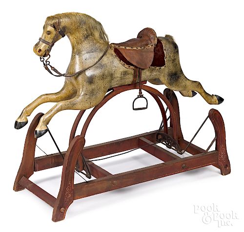 Painted pine dappled rocking horse