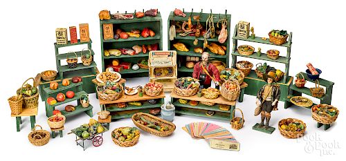 Early European grocery market diorama
