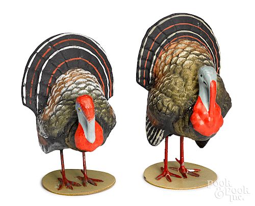 Two German composition turkey candy containers