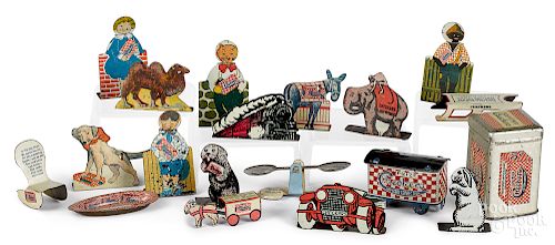 Collection of miniature tin advertising toys