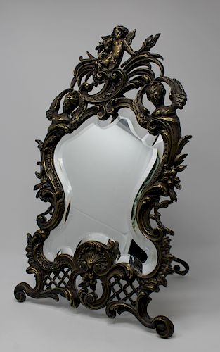 Antique Louis XV Silvered Bronze Figural Mirror