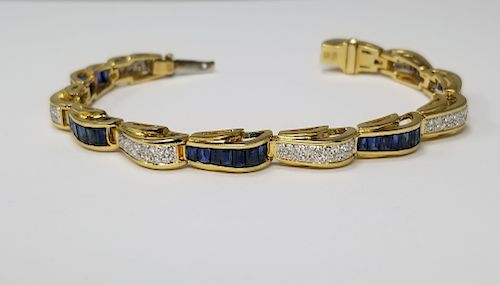 18K Gold Sapphire & Diamond Bracelet
