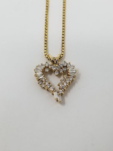 14K Gold & Diamond Heart Pendant Necklace