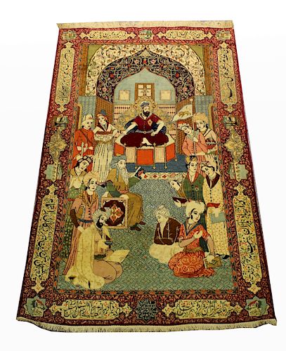 Antique Persian Ferdowsi Poet Mural Rug