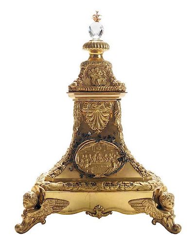 Gilt Brass and Cut Crystal Reliquary