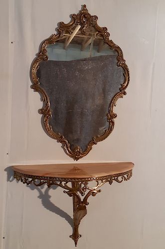 LOUIS XV DESIGN HANGING CONSOLE AND MIRROR