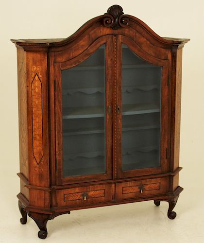 19TH C. CONTINENTAL ARCHED TOP WALNUT CABINET
