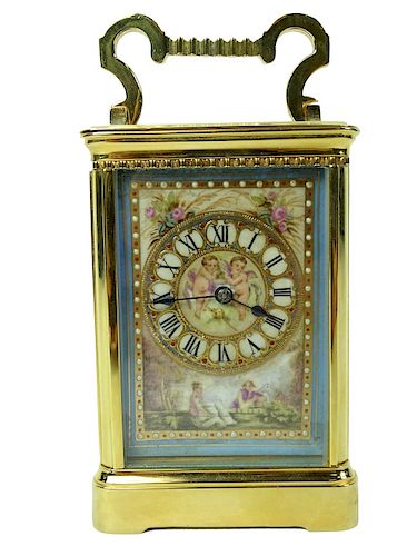 A French Carriage Clock With Porcelain Panels