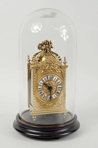 French Brass  Clock with Porcelain Numerals
