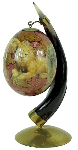 Vintage Horn With Lacquered Egg