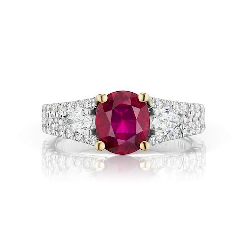 1.08ct DIAMOND AND UNHEATED RUBY RING GIA CERT.