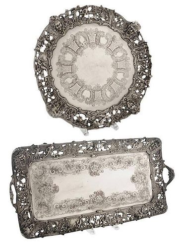 Two Ornate Silver-Plated Trays