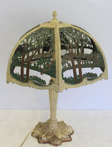 Arts And Crafts Painted Metal Table Lamp As / Is