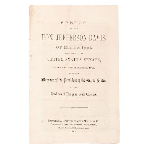 Three Pamphlets with Speeches by or about Jefferson Davis