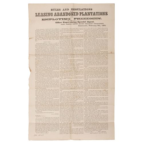 Leasing Abandoned Plantations, Civil War Broadside, 1864