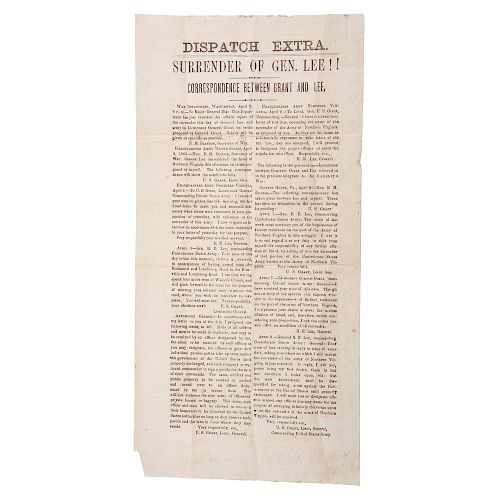 Rare Broadside Announcing the "Surrender of Gen. Lee!!" Incl. ALS by Colonel Thomas Boone, 115th Ohio Infantry