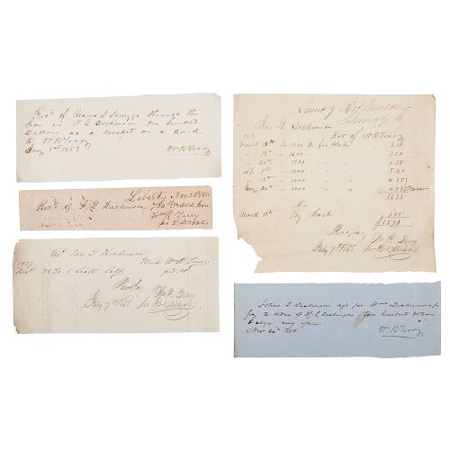 Confederate General William R. Terry Antebellum Merchant Receipt Archive, Lot of 10