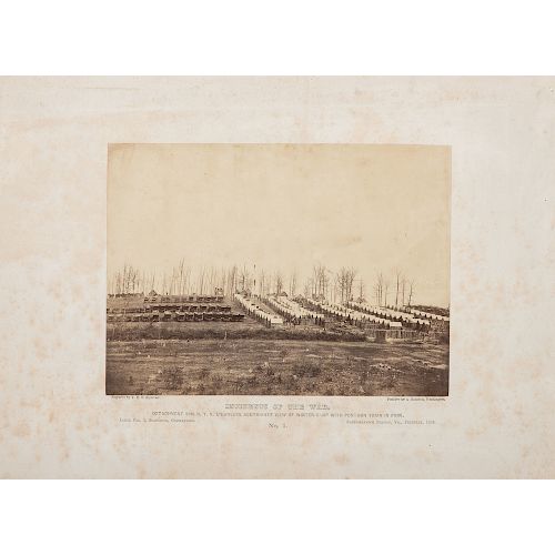 Timothy O'Sullivan Civil War Albumen Photograph, Detachment 50th NYV Engineers, Camp Scene at Rappahannock Station, Virginia