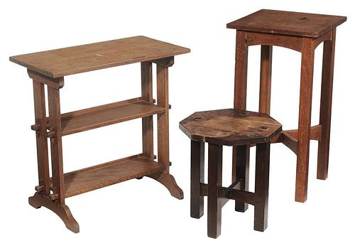 Three Arts and Crafts Oak Stands: