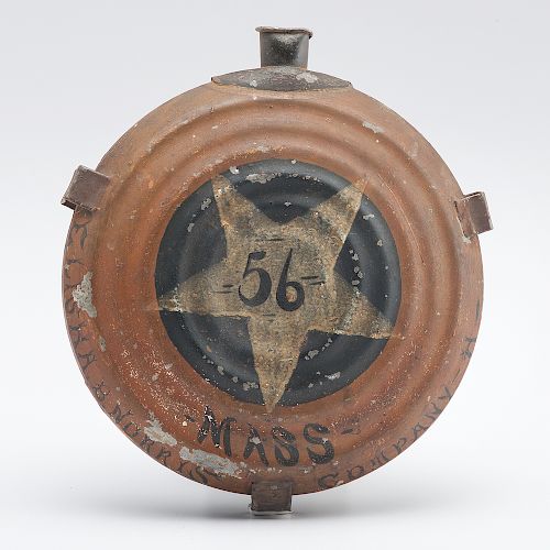 Hand-Painted Civil War Canteen Identified to Elisha B. Norris, 13th Vermont & 56th Massachusetts, with Gettysburg History