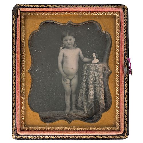 Rare Sixth Plate Daguerreotype of Standing Young Nude