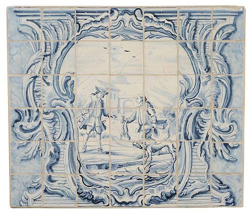 Delft Blue and White Tile Panel