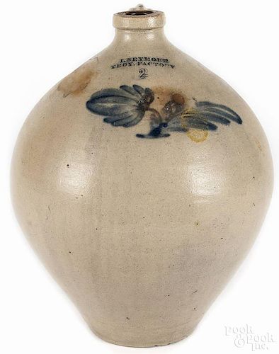 New York stoneware two-gallon ovoid jug, 19th c., impressed I. Seymour Troy Factory