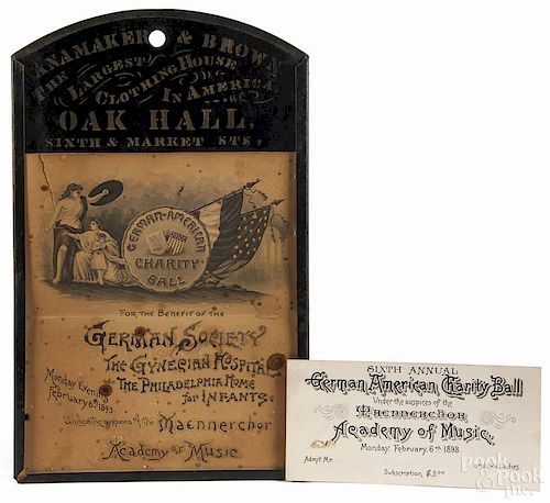 Wannamaker & Brown stenciled tin advertising frame with a paper broadside