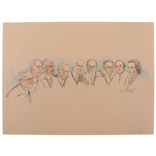 Joan Andrew, Washington Post and CNN Sketch Artist,Nine Original Sketches of Supreme Court Justices, 1981-1983