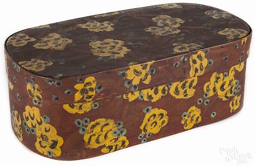Continental painted beech band box, 19th c.