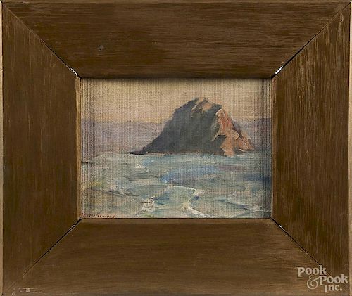 Helen Florence Newton (American 1878-1970), oil on board of a rocky coast, signed lower left