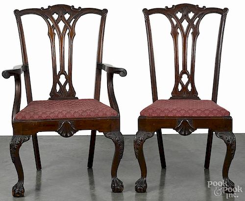 Centennial Chippendale mahogany armchair and side chair.