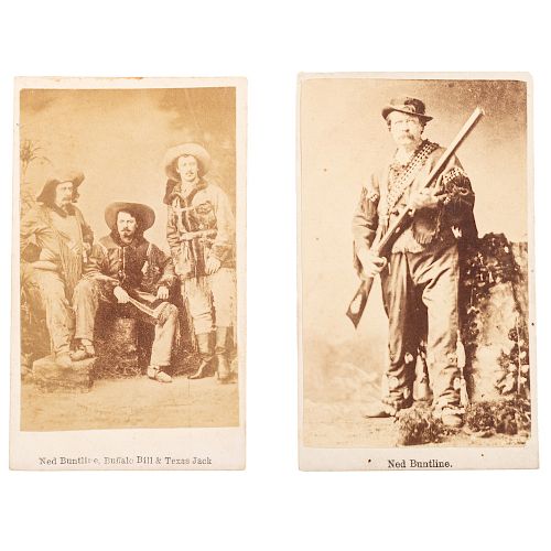 Ned Buntline, Two CDVs Incl. Portrait with Buffalo Bill Cody and Texas Jack Omohundro