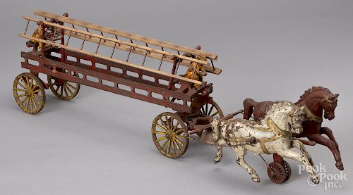 Hubley cast iron horse drawn ladder wagon