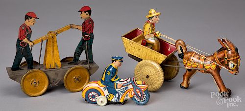 Three tin lithograph wind-up toys