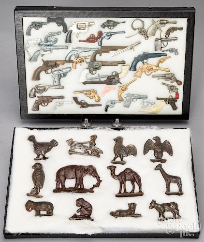 Group of cast iron figural animals, etc.