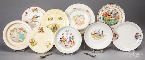 Group of nursey rhyme children's porcelain dishes