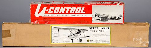Two vintage airplane model kits