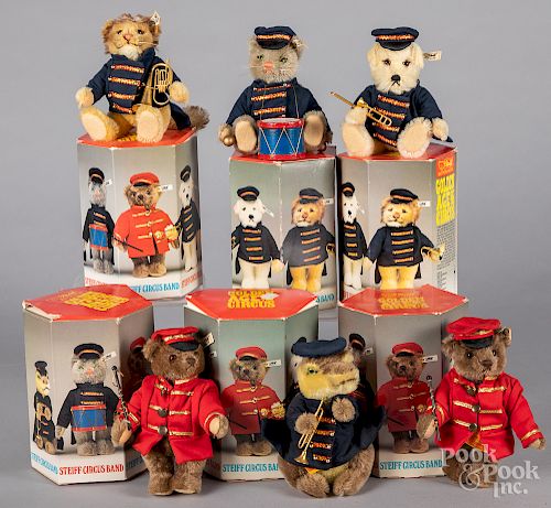 Six Golden Age of the Circus Band teddy bears