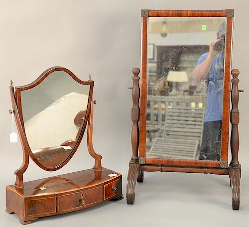 Two mirrors to include a dresser mirror (33" x 20") and an inlaid shaving mirror (23 1/2" x 18 1/2").