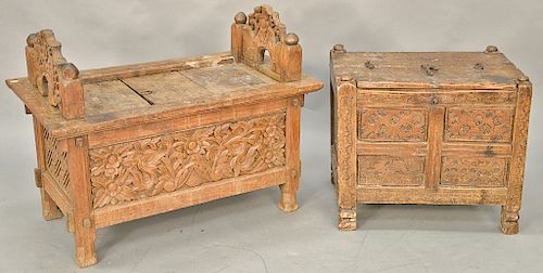 Two early continental boxes with opening tops. ht. 19 1/2 in., wd. 22 1/2 in. and ht. 25 in., wd. 33 in.