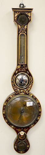 Inlaid barometer/thermometer. ht. 35 1/2 in. Provenance: An Estate from Farmington, Connecticut