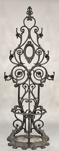 Victorian iron hall rack (no mirror). ht. 83 in., wd. 31 in. Provenance: From the Estate of Deborah G. Black of Greenwich, Connecticut